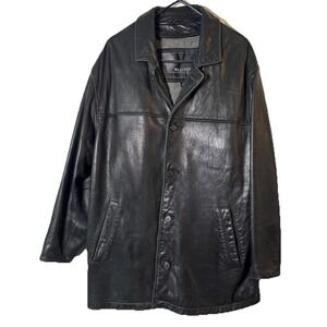 Weathervane Weatherproof Black Genuine Leather Jacket Men's M Car Coat‎ Button